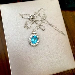 Genuine blue topaz silver necklace